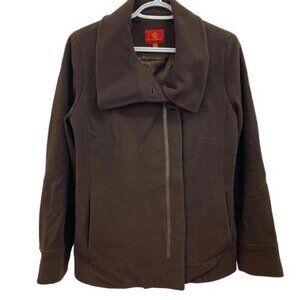 COLE HAAN Womens Brown Wool Cashmere Jacket Pea Coat Hidden Buttons Size 10​​​